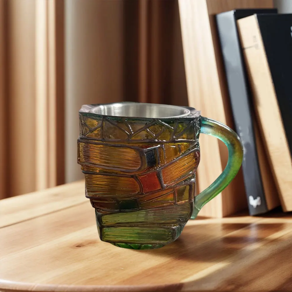 

Novelty 3D Painted Books Coffee Mug Unique Books Stack Coffee Cup Tea Cup Gifts for Book Lovers