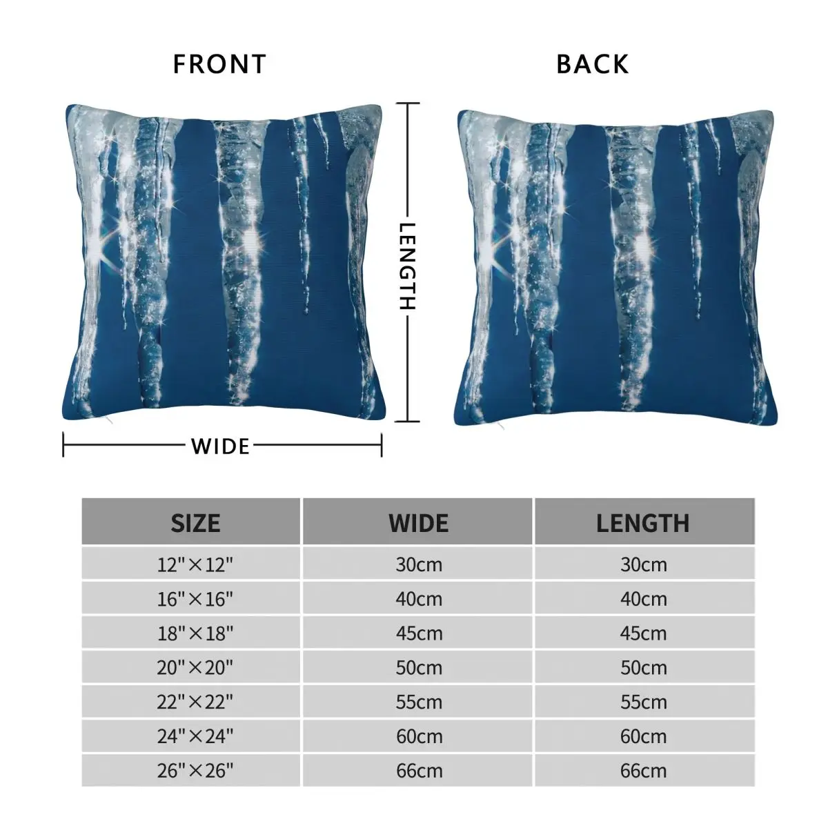 Icicles Frozen Square Pillowcase Polyester Linen Velvet Creative Zip Decorative Pillow Case Home Cushion Cover