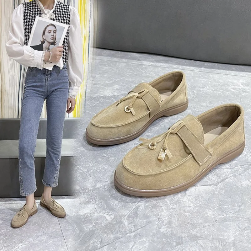 

Platform Shoes Women Loafer Shoes Flat Sole Single Shoes Women's New Suede Casual Large 35-43 Casual Shoes Sneakers