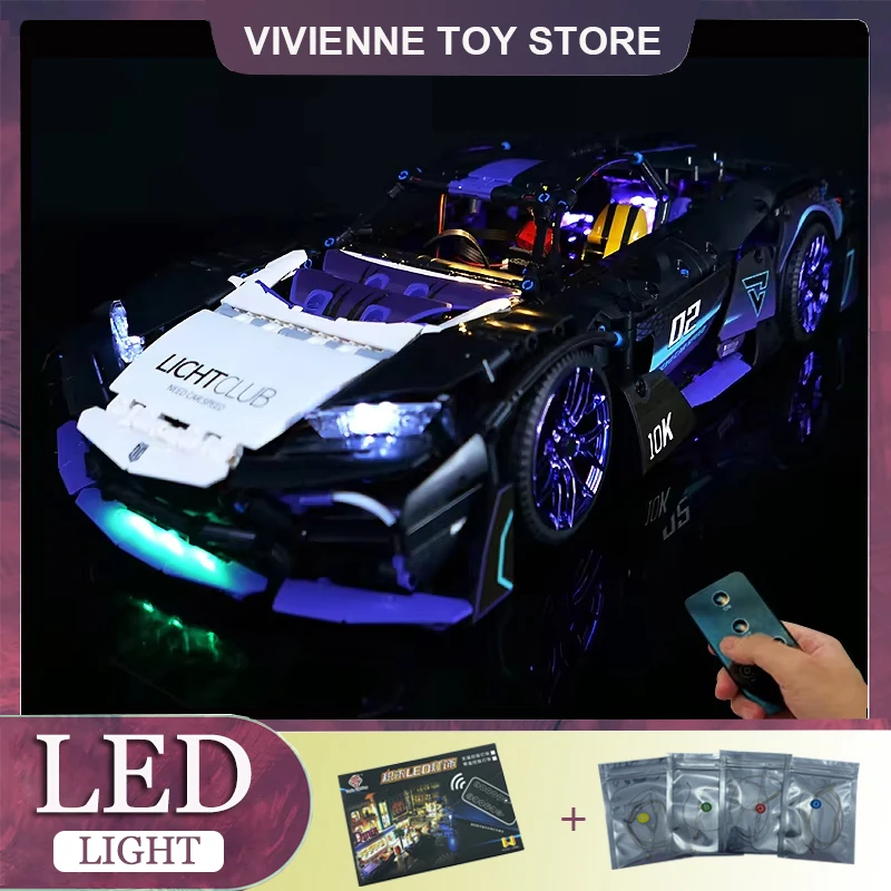 Zestaw oświetlenia LED RC DIY do technicznego samochodu sportowego LEGO 88020 (tylko światło LED, bez modelu klocków)