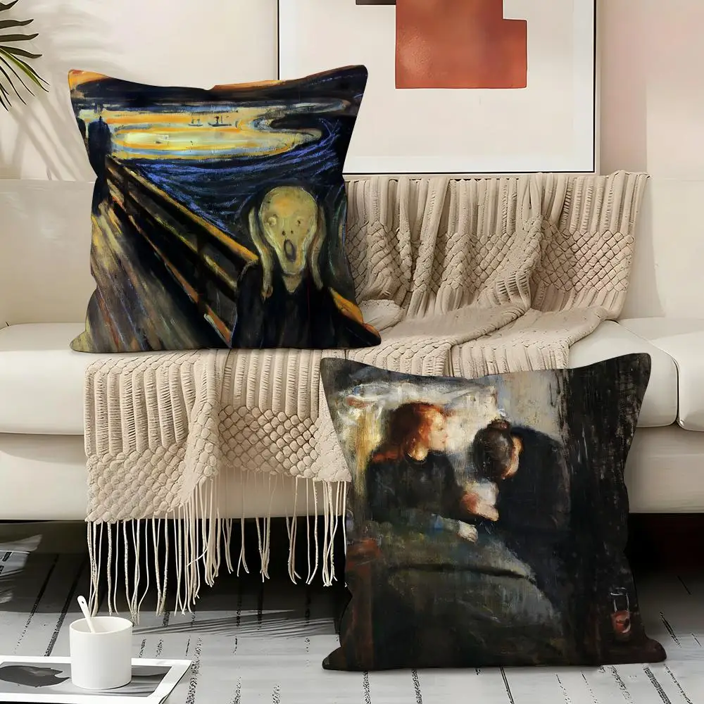 E-Edvard Munch SINGER Pillow Case Pillowcase, Double-sided Printed, Sofa Cushion, Bedroom Headboard Pillow
