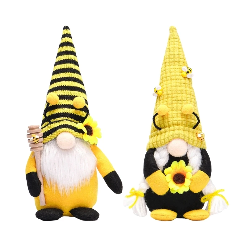 H55A Honeybee Gnome Decorations Yellow Rudolph (Sunflowers) Lovely Bees Elves