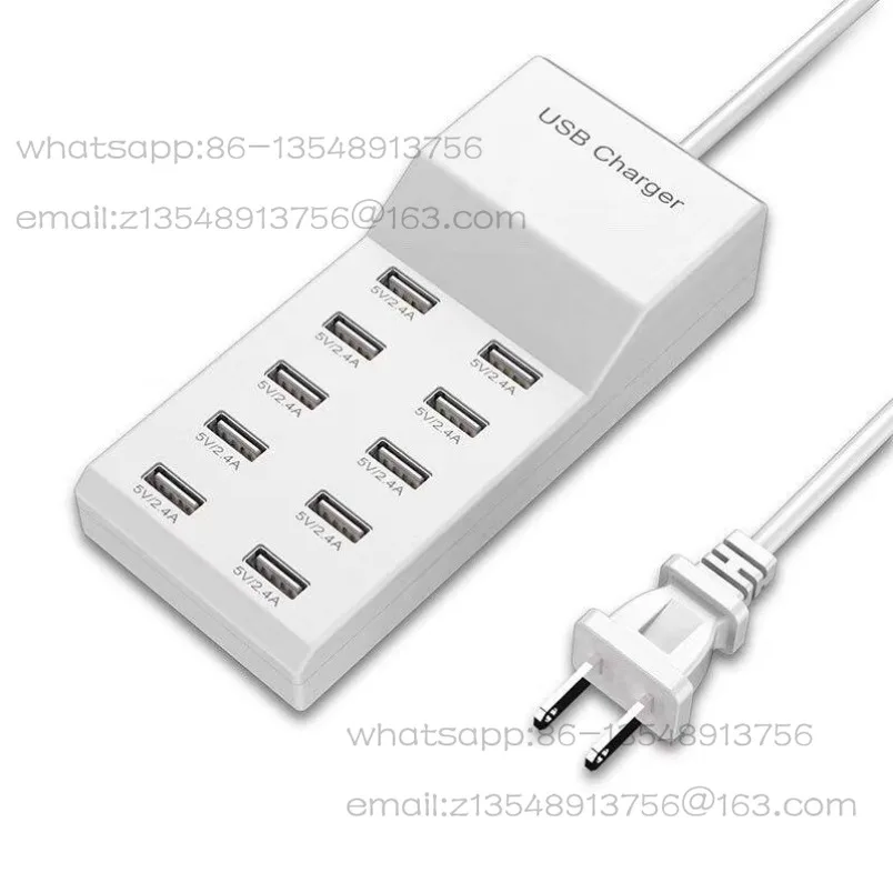 10-Port 50W multi-port USB charging station 2.4A mobile phone tablet universal fast charging plug