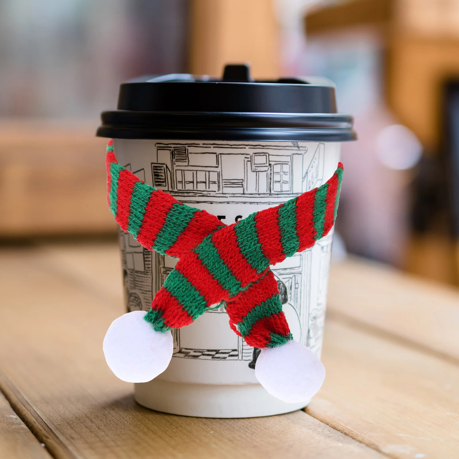 

3pcs Mini Scarves For Knitting Fabric Bear Costume Snowman Decoration Bottle Cup Party Supplies Xmas Decorations