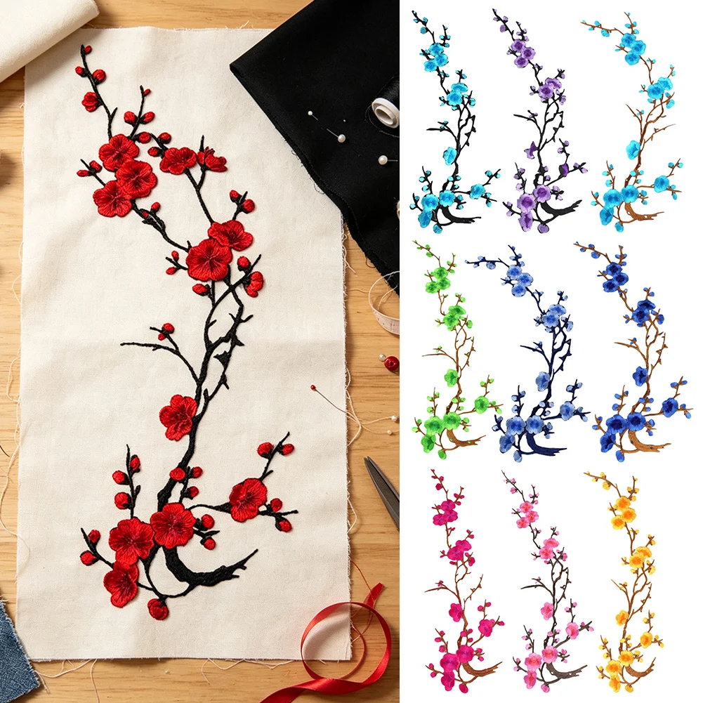 1pcs Flower Embroidery Patch,Fabric Sticker Iron On Patch,Iron-On Applique Fabric Sticker For DIY Clothing Sewing Repair Patch