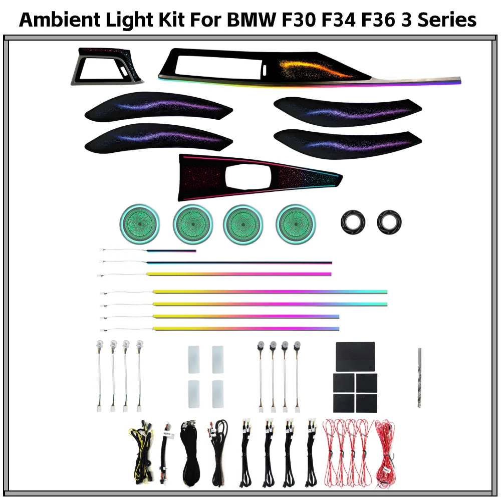 APP Control Multi-Color Ambient Light for BMW 3 Series 4 Series 3GT, Universal LED Interior Lighting Kit F30 F31 F34 2011-2019