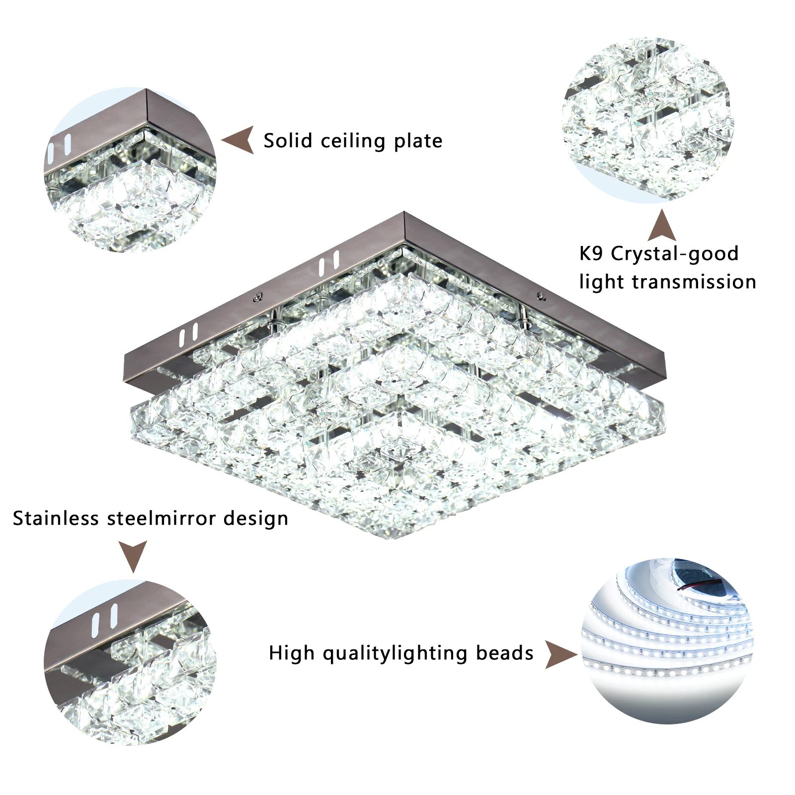 Living Room Lights Chandelier LED Ceiling Lights 3 Layers K9 Crystal Modern Luxury Home Decor Fixtures