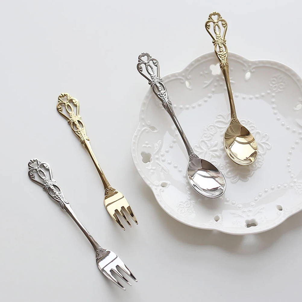 

Retro Spoon Set Hollow Out Stainless Steel Kitchen Supplies Tableware Eating Tools for Home Restaurant Gift