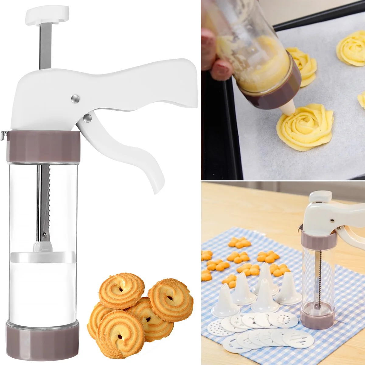 Cookie Press Gun and Icing Set Christmas Spritz Machine Churro Maker With 6 Pastry Tip 13 Discs Biscuit Mold Tool Bake Mold Tool