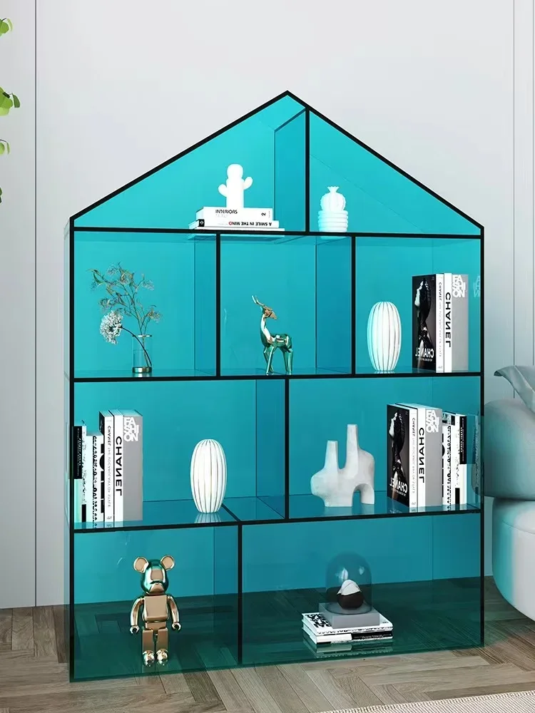 

13Acrylic Transparent Bookshelf Home Integrated Floor Creative Multi-Layer Storage Living Room Wall Shelf