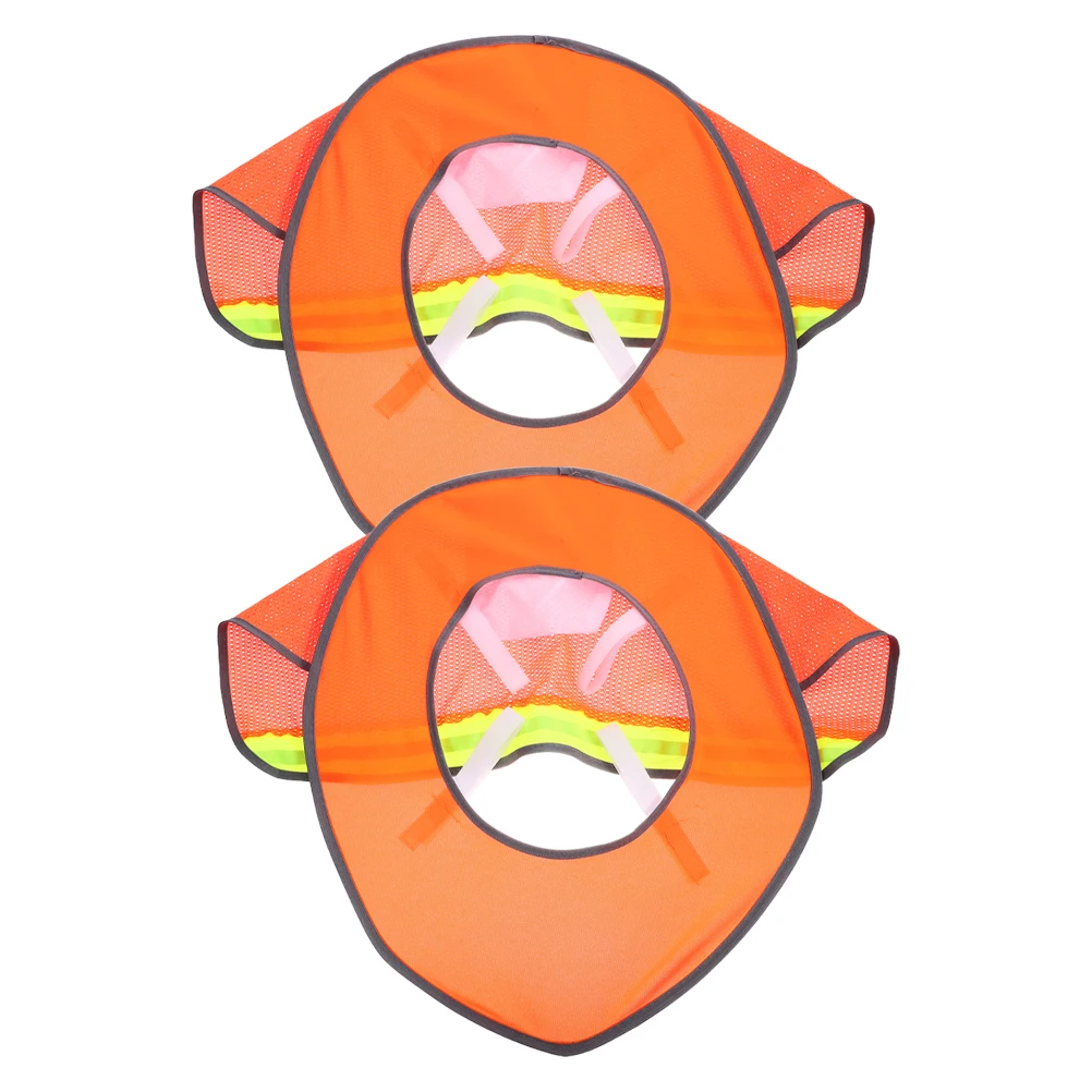 2Pcs Sun Protection Visor for Hard Hat with Reflective Strips Orange Mesh Full Brim Construction Outdoor Safety