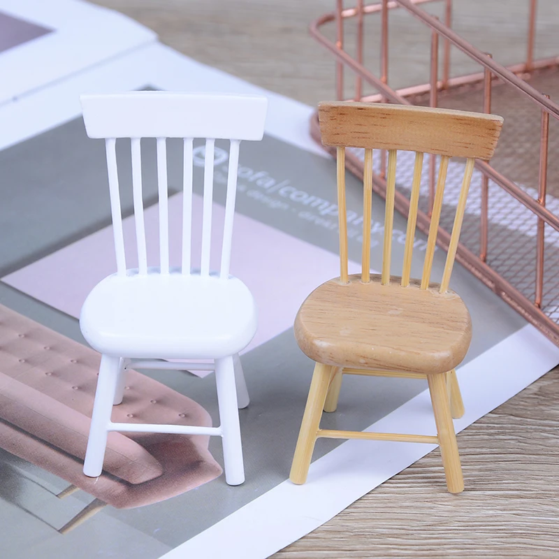 1:12 Dollhouse Wooden Chair Dollhouse Miniature Dining Furniture Wooden Chair