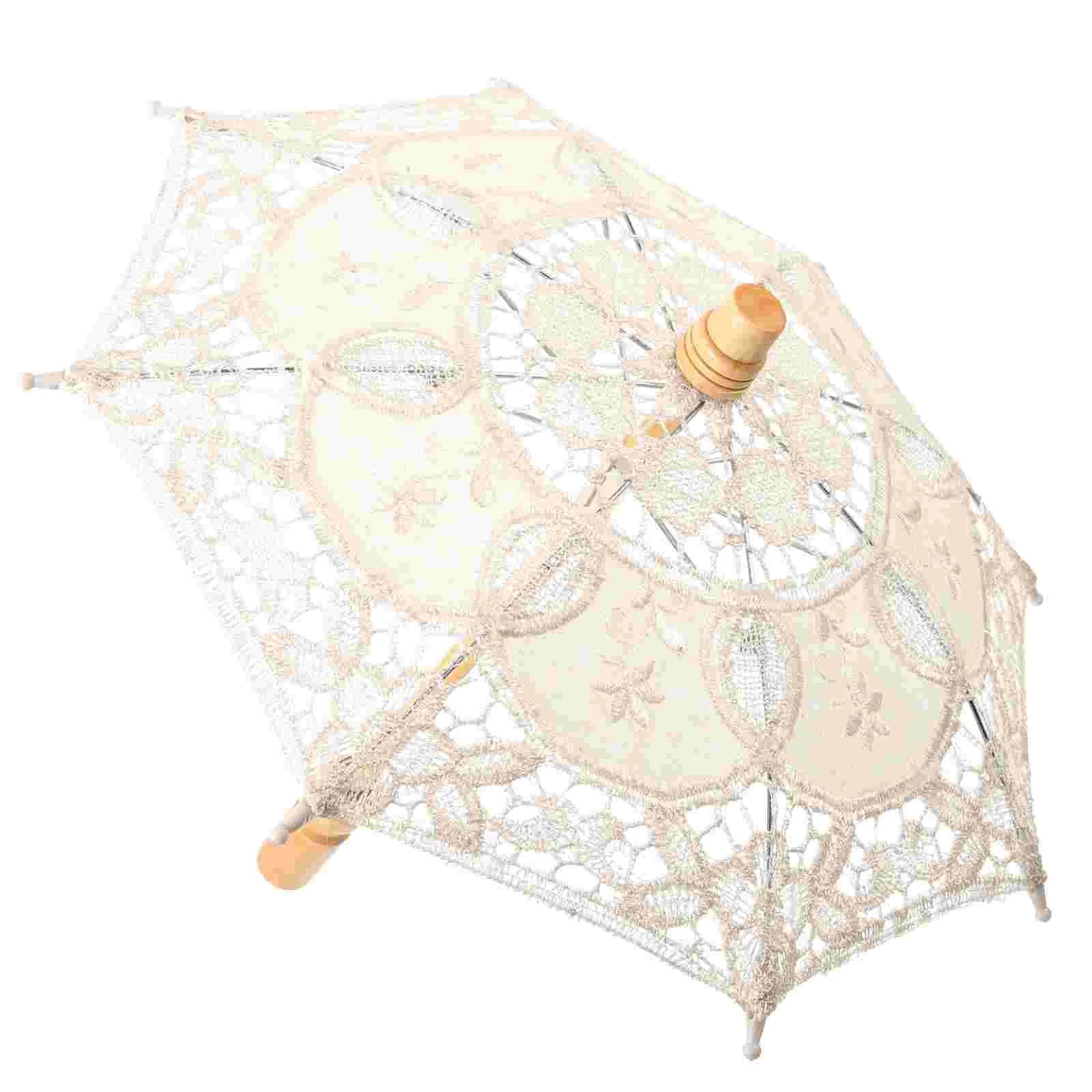 

Wedding Lace Umbrella Craft White Bridal Photography Props Supplies Embroidery Parasol for Girls Elegant Umbrellas Tea Party