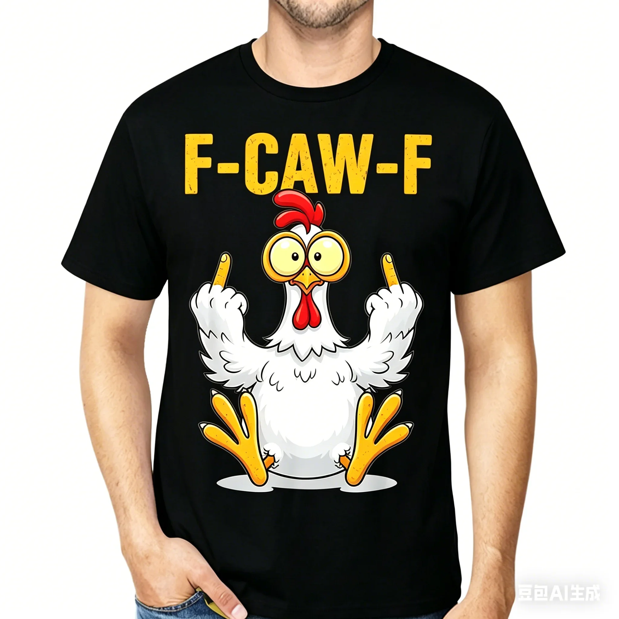 Funny Chicken Pattern T-shirt Tops Summer 3D Letter Printed Round Neck Short Sleeved Hot Selling Men Women Tshirt Tops