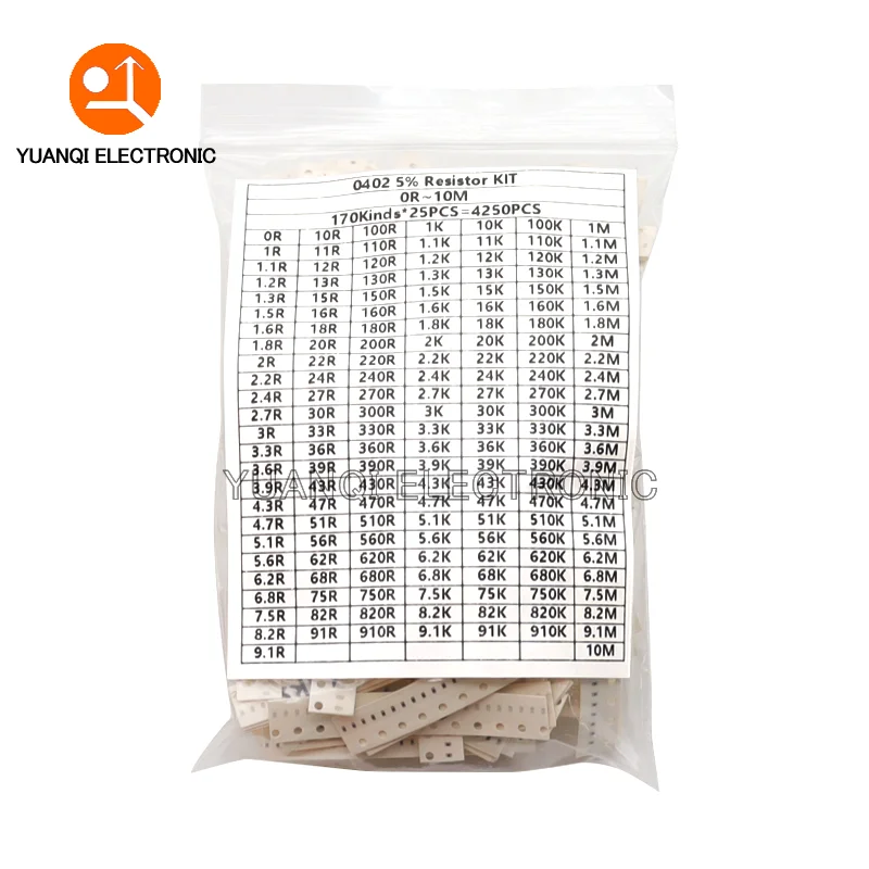5% 0402 0603 0805 1206 SMD Chip Resistor Assorted Kit 0R - 10M ohm 170Values Resistance Samples Set