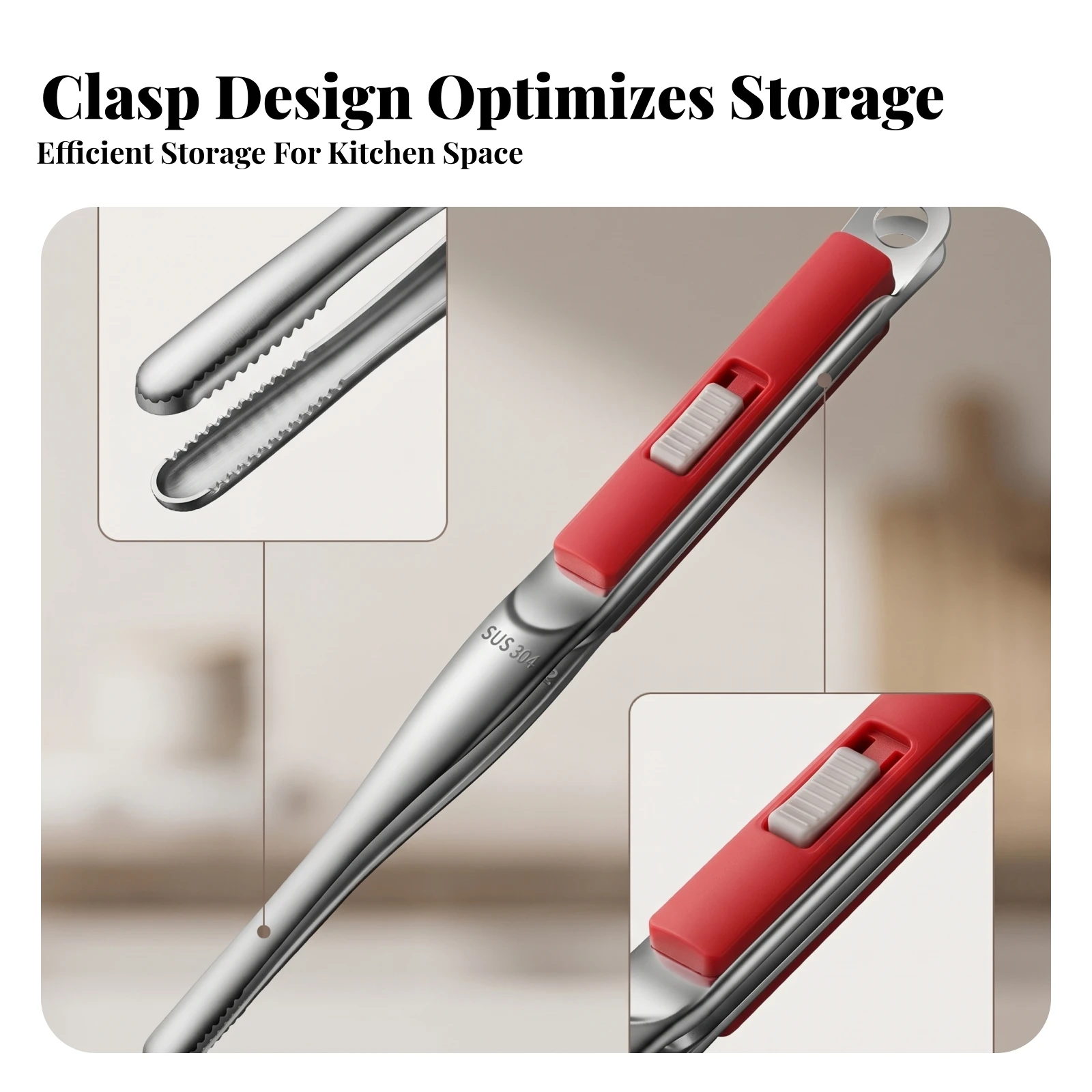 Locking Kitchen Tongs Locking Food Gripper Lightweight