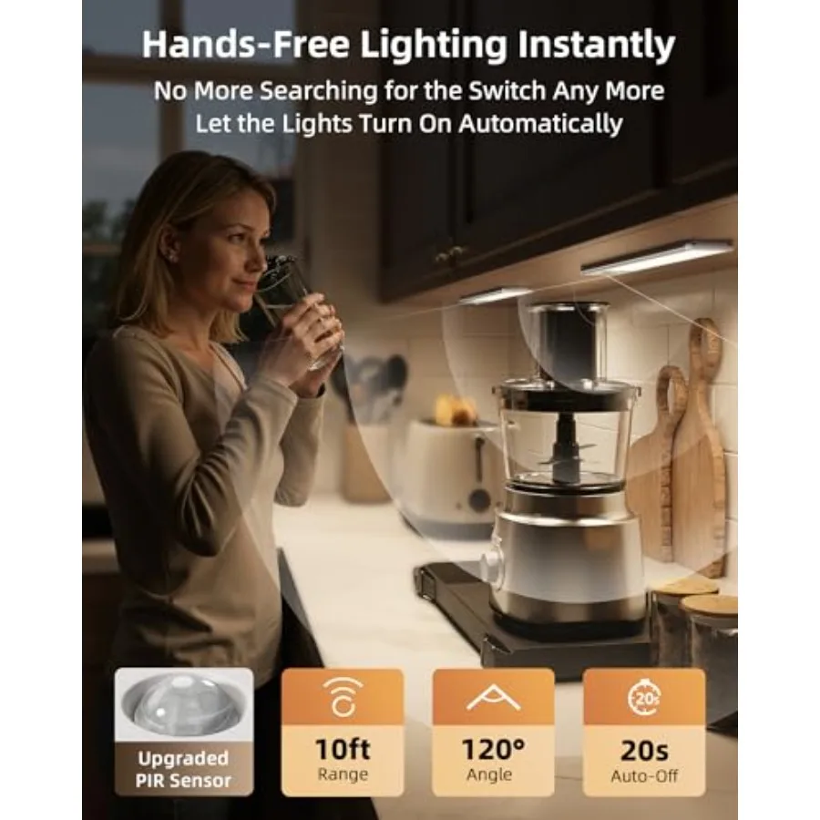 Under Cabet Lightg, 2400mAh Rechargeable Motion Sensor Light door, Mi and Slim Design, 3 Color Temps, Dimmable Magnetic Wireles