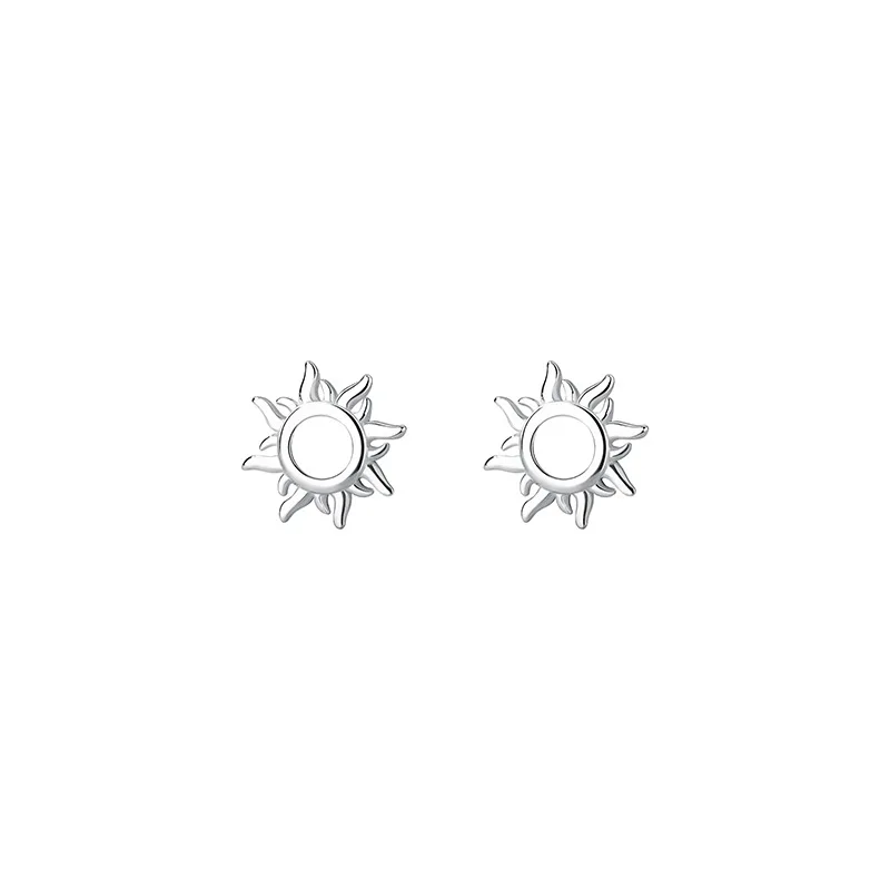 Earrings Silver 925 Sunflower Hollow-Out Simple Unique Elegant Jewelry Women's Stud Earrings Pendientes Mujer JHE68