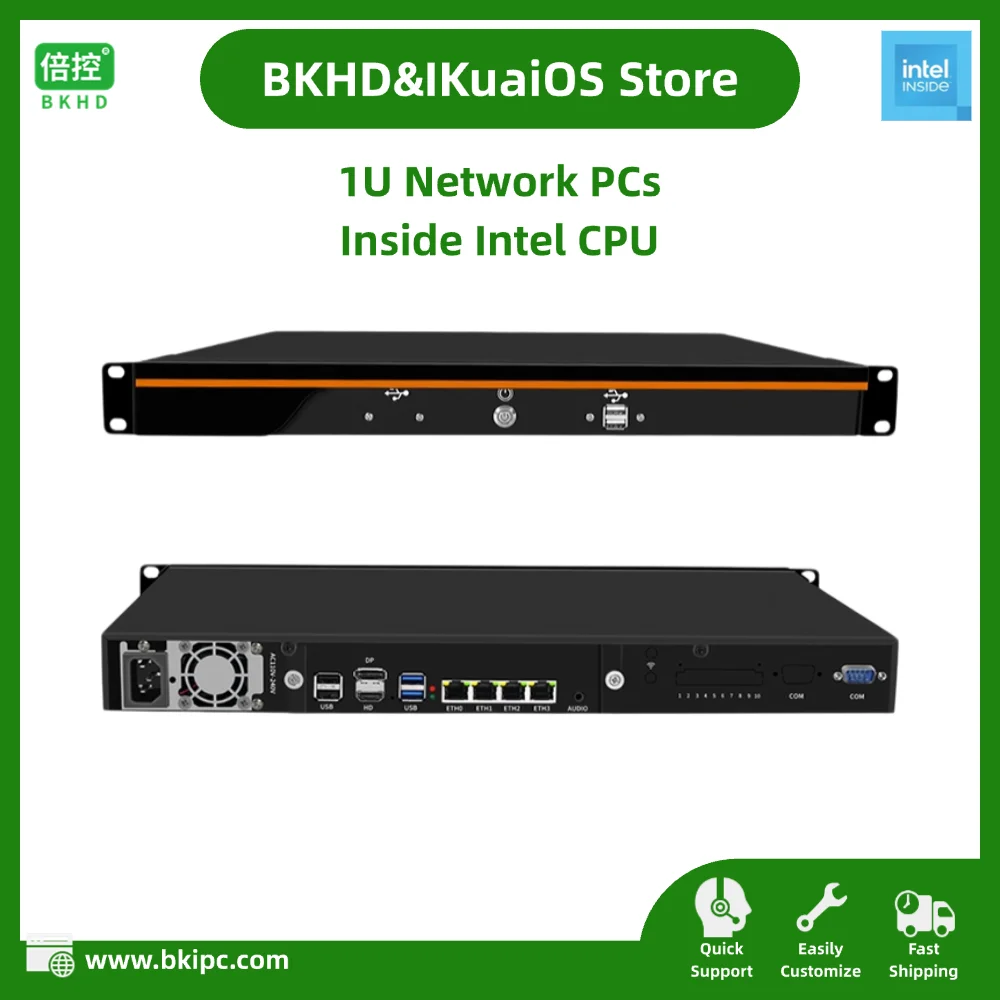 IKuaiOS Rackmount Network PCs Intel CPU 4x2.5G Ethernet for Firewall Router Compatible with Pfsense Mikrotik Debian 1U-R9-4L