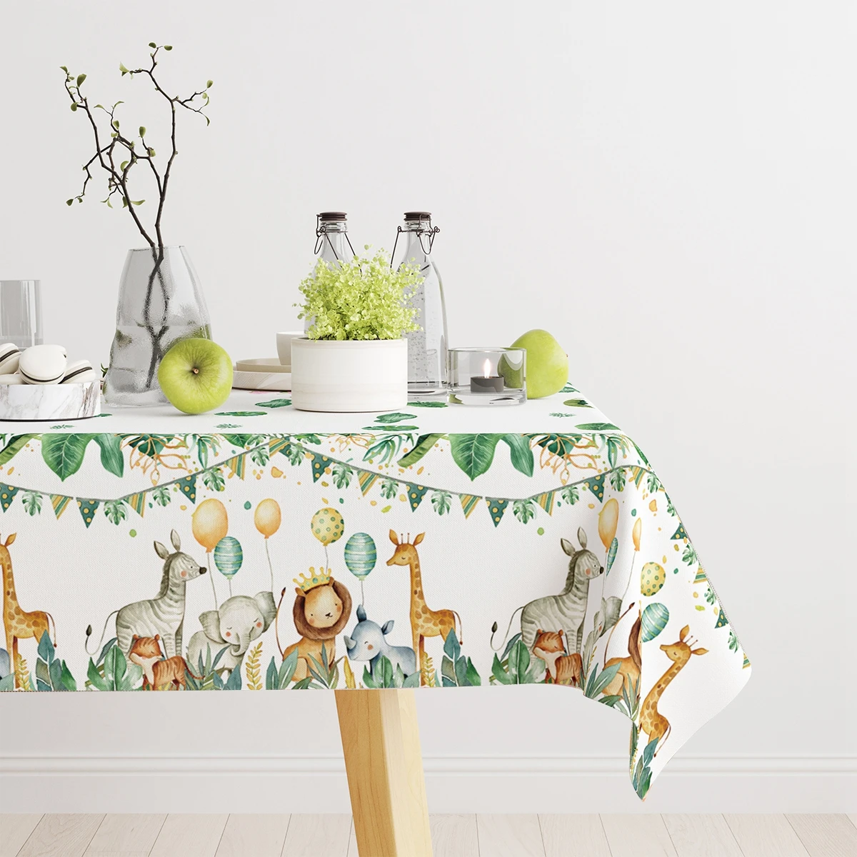 

Jungle Animal Tablecloth Balloon Lion Birthday Party Decor Jungle Safari Table Cover Kids Boy Birthday Party Favors Supplies