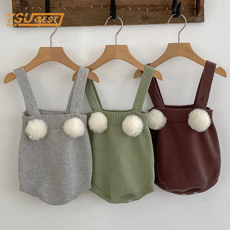 

Infant Baby Girls Boys Sleeveless Solid Color Knit Jumpsuit Autumn Newborn Kids Baby Girls Boys Clothes Rompers