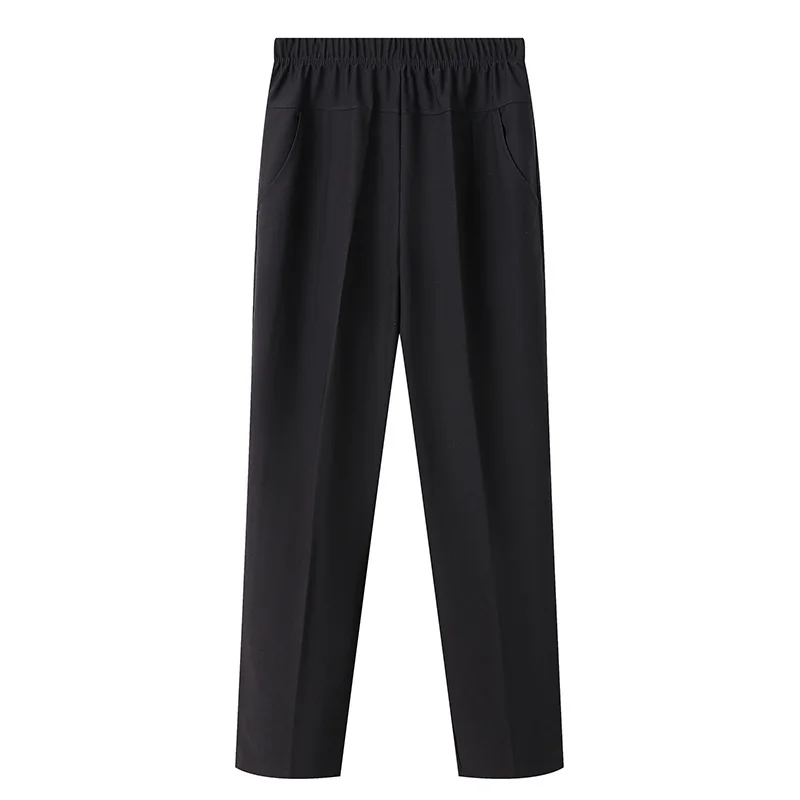 Pantalones elásticos de cintura alta para mujer, pantalón largo recto de felpa para madres de mediana edad, otoño e invierno, novedad de 2023, 8XL