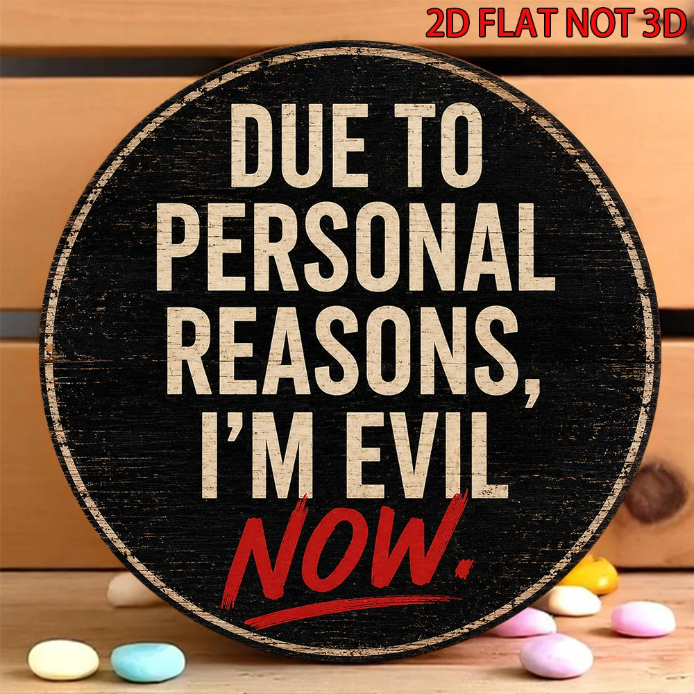 2D Flat, 1pc 8x8in/20x20cm 2D Flat Round Aluminum Sign, Vintage Aluminum Plaque with 