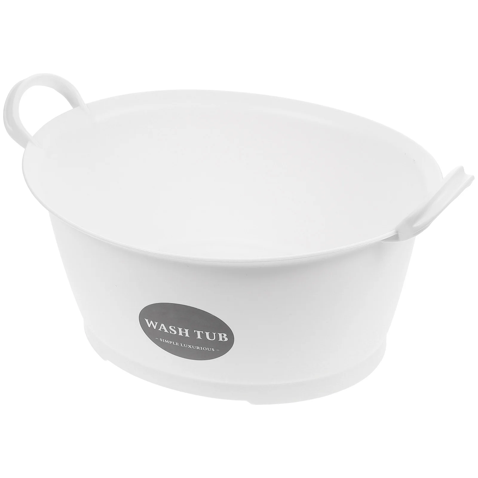 

Household Plastic Wash Basin White Binaural Dual Handles Safe Environmental Friendly Face Washing Container Stable Non Slip