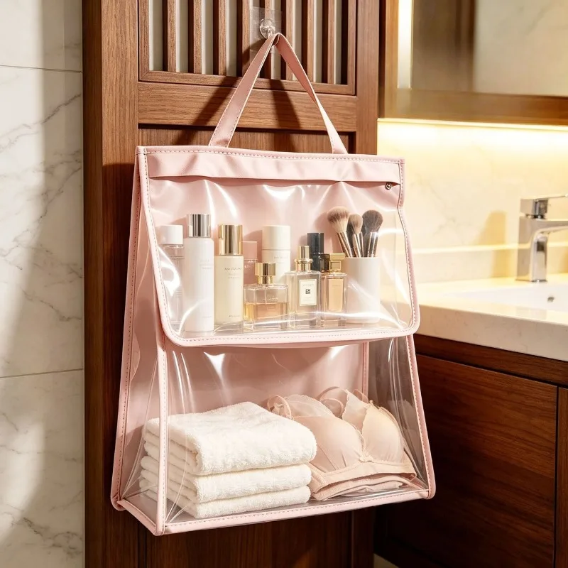 Wasserdichte Hängende Aufbewahrungstasche, Wandmontage ohne Bohren, Transparenter Kleiderorganizer mit Großer Kapazität für Badezimmer, Wohnheim und Zuhause – Detail 7
