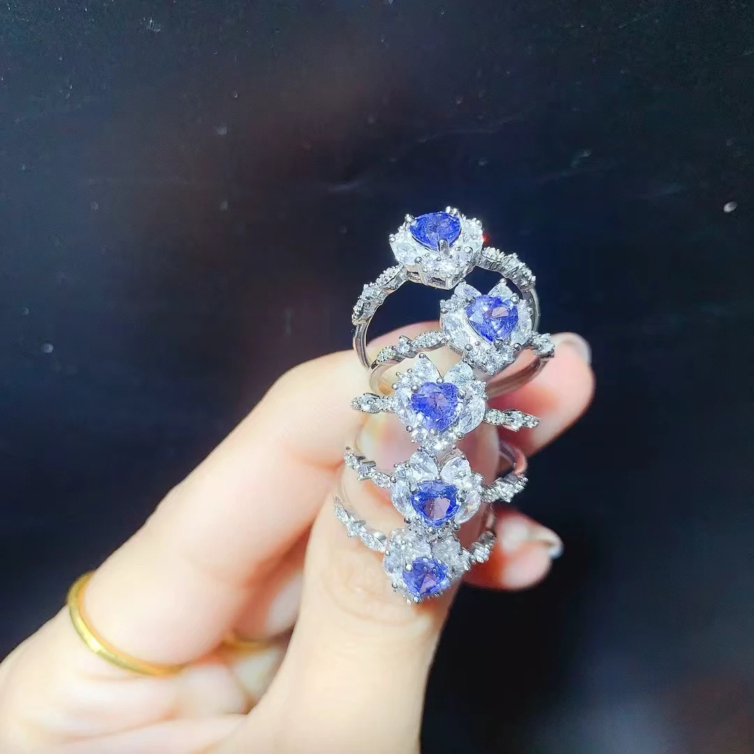 KJJEAXCMY Natural Sri Lankan Sapphire S925 silver exquisitely Ring Full of luster Simple,elegant and high-end Birthday present