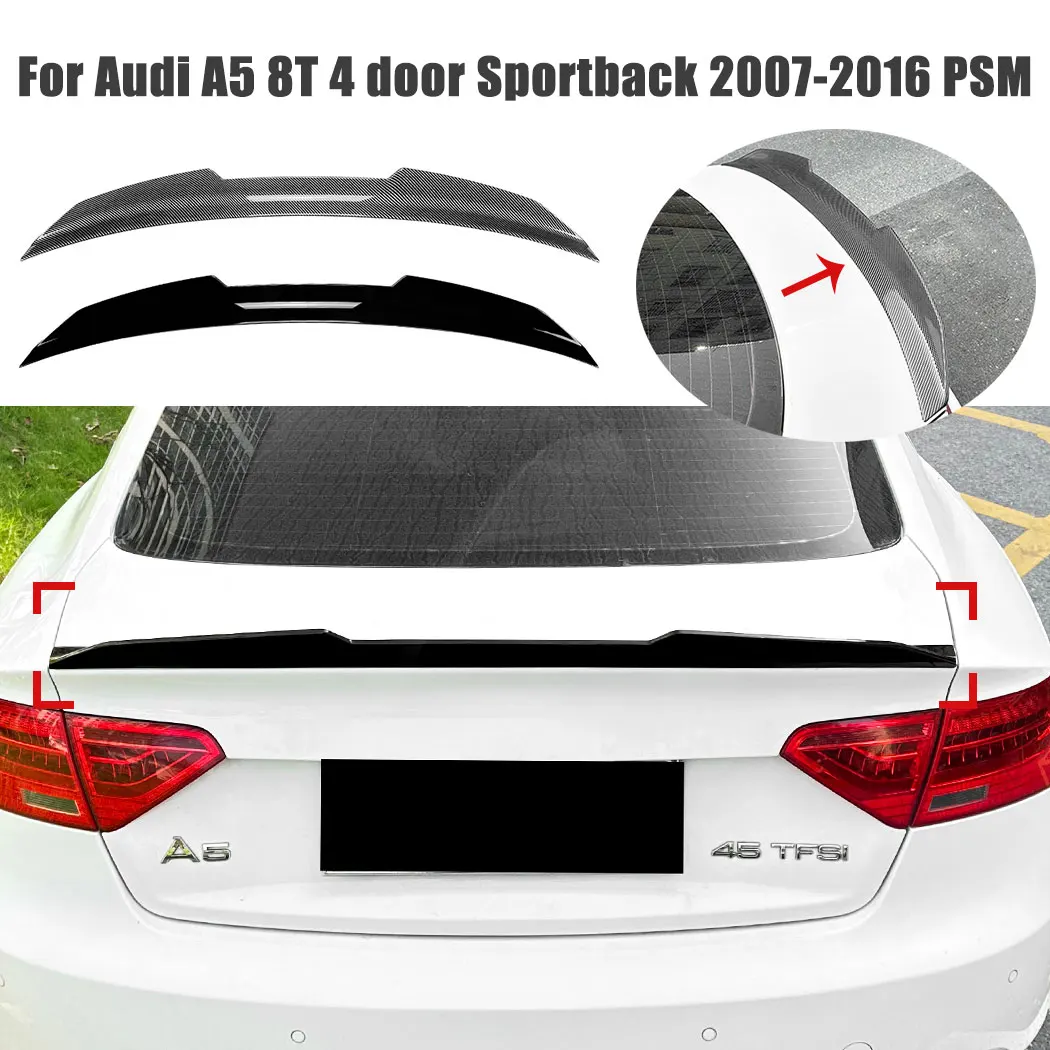 For Audi A5 8T 4 door Sportback 2007-2016 PSM Tail Wing Splitter Diffuser Top Fixed Wind Wing Body Guard Decoration Modification