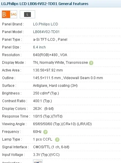 LB064V02-TD01 شاشة LCD صناعية مقاس 6.4 بوصة، جديدة ودرجة A+ متوفرة في المخزون، تم اختبارها قبل الشحن