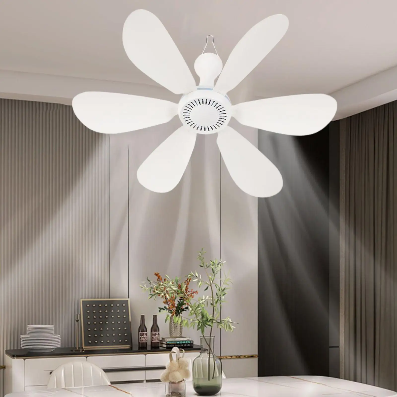 

USB Powered Ceiling Canopy Fan Silent Small USB Ceiling Fan 6 Blade Portable for Camping Indoor Outdoor Travel Dormitory Bedroom