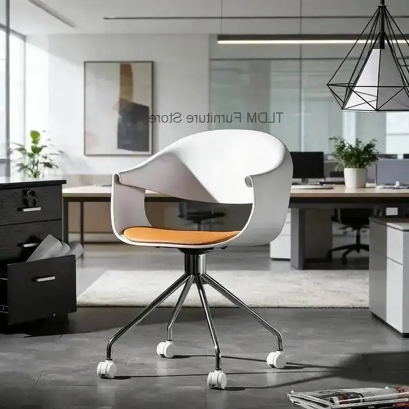 Home Ergonomic New for Modern Cut-Out Backrest Chair Swivel Desk Casters Office Chair with Rolling Office Workspace