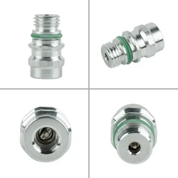 Valvola di servizio A/C universale Adattatore porta R134a lato alto e nuclei valvola sostituibili Raccordi A/C primari in alluminio lato alto