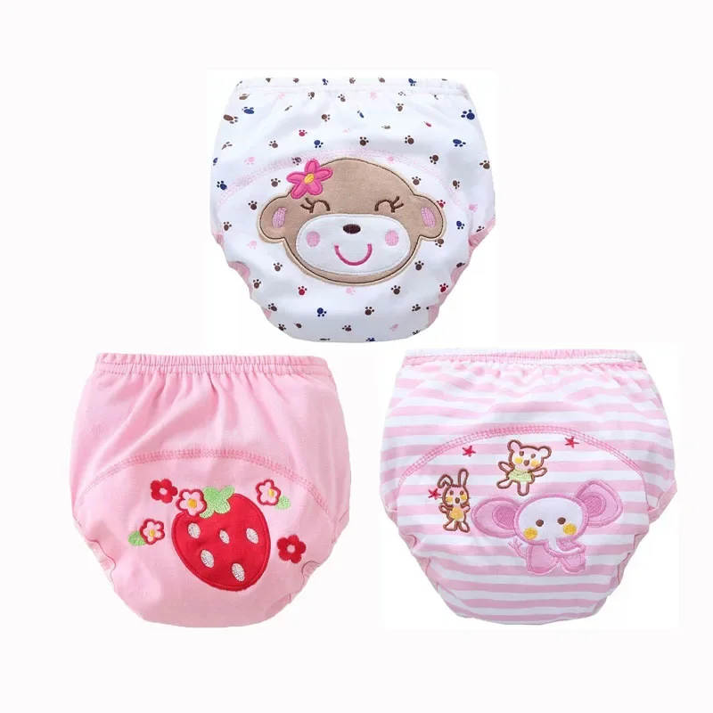 3PCS Baby Bare Cloth Diapers Unisex Reusable Washable Infants Children Cotton Cloth Training Panties Nappies Changing