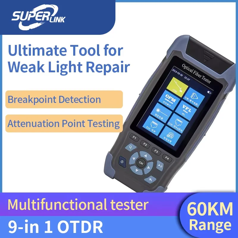 NOVKER NK3200D 9-in-1 OTDR Optical Fiber Tester 60KM 1310/1550nm Breakpoint Detector with OPM VFL RJ45 Network Cable Test