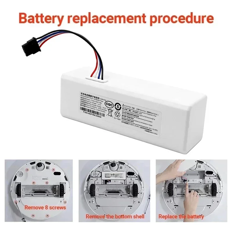 

14.4V 5200mAh--12800mAh Robot Vacuum Cleaner 1C Battery for Xiaomi Mijia 1C STYTJ01ZHM Robot Vacuum Mop Cleaner