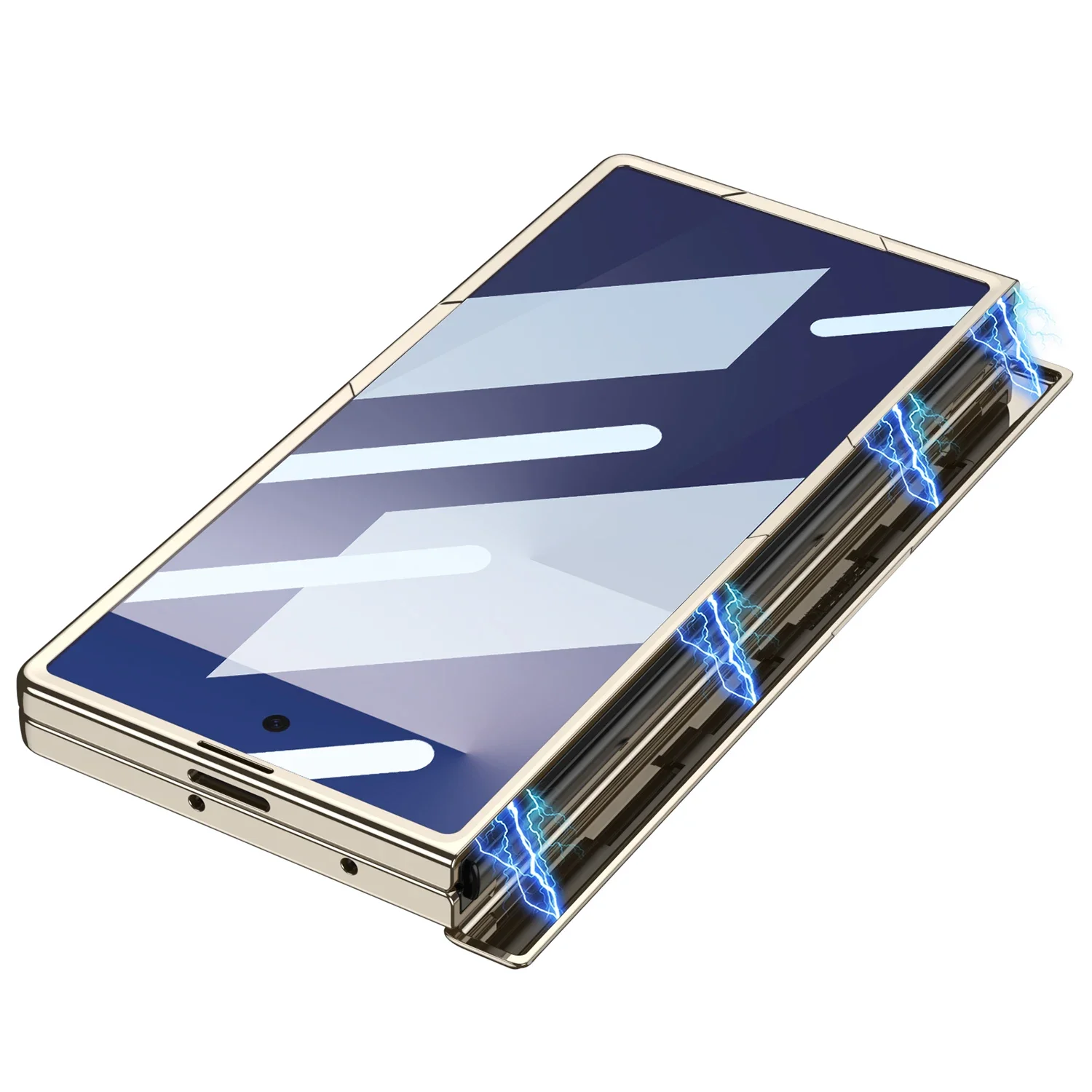 Magnetyczne etui z zawiasem i skórzanym uchwytem do Samsunga Galaxy Z Fold 7, z ramką ochronną na przedni ekran ze szkła hartowanego do Galaxy Z Fold7. — zdjęcie produktu 7
