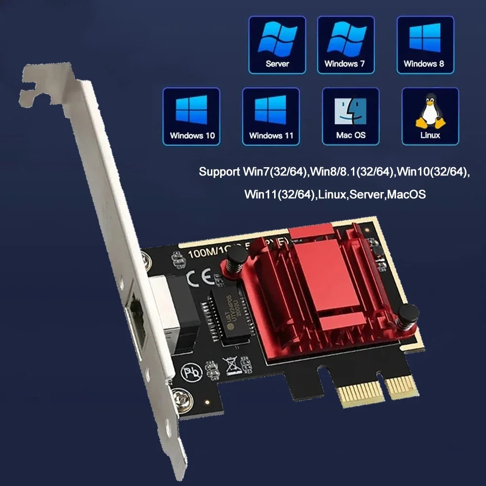 Kebidumei 2.5G PCI-E RJ45 네트워크 카드 2500Mbps RJ45 PCI Express 변환기 PC Win 7/8/10/11 용 Lan 이더넷 기가비트 어댑터