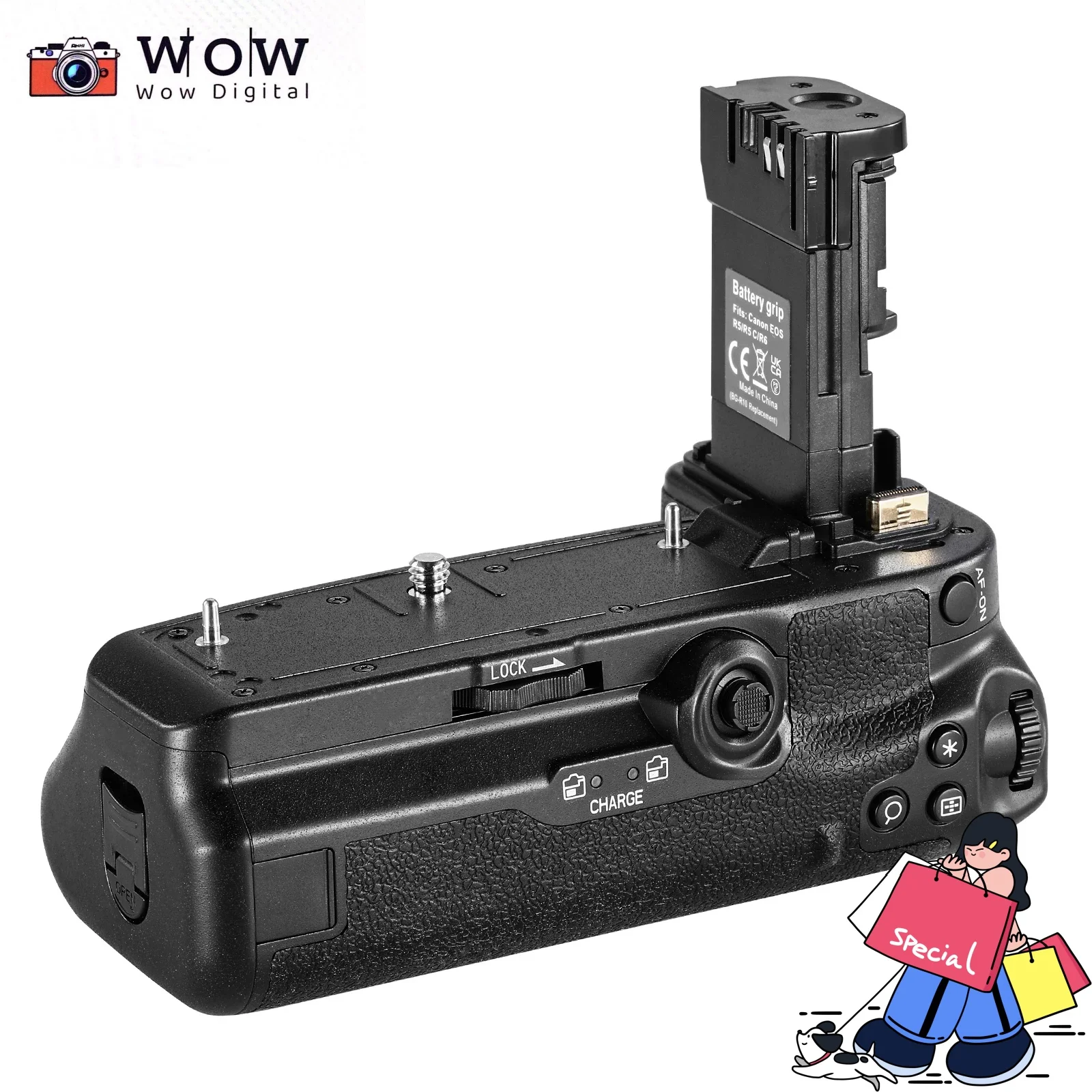 NEEWER Camera Battery Handle Grip Replacement for BG-R10 For Canon EOS R5 R5C R6 R6 Mark II Mirrorless Cameras