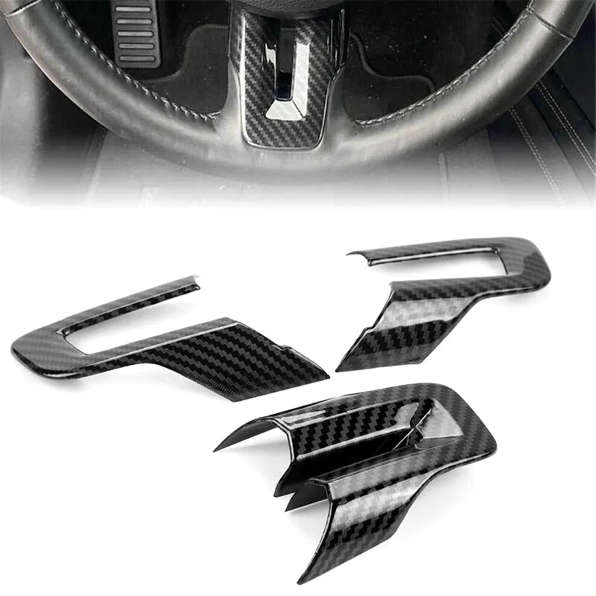 

N30R_MA Черный чехол на руль из углеродного волокна для Ford Mustang 2016-2023 гг.