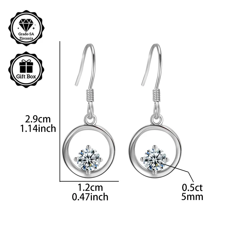 

LAMVOICE 1 carat zirconia earrings, S925 sterling silver, valentine’s Day, gift for daughter, designer item high quality