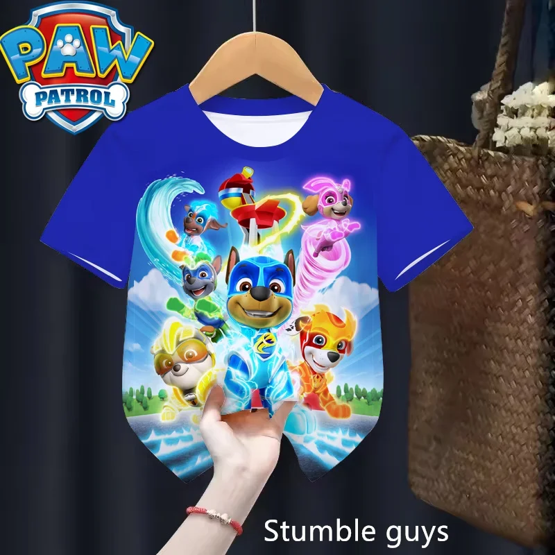 طفل تي شيرت للبنين بنات أطفال قمصان طفل قصير الأكمام باو باترول تي شيرت مطبوع طفل ثلاثية الأبعاد الكرتون سونيك المحملة القمم الملابس