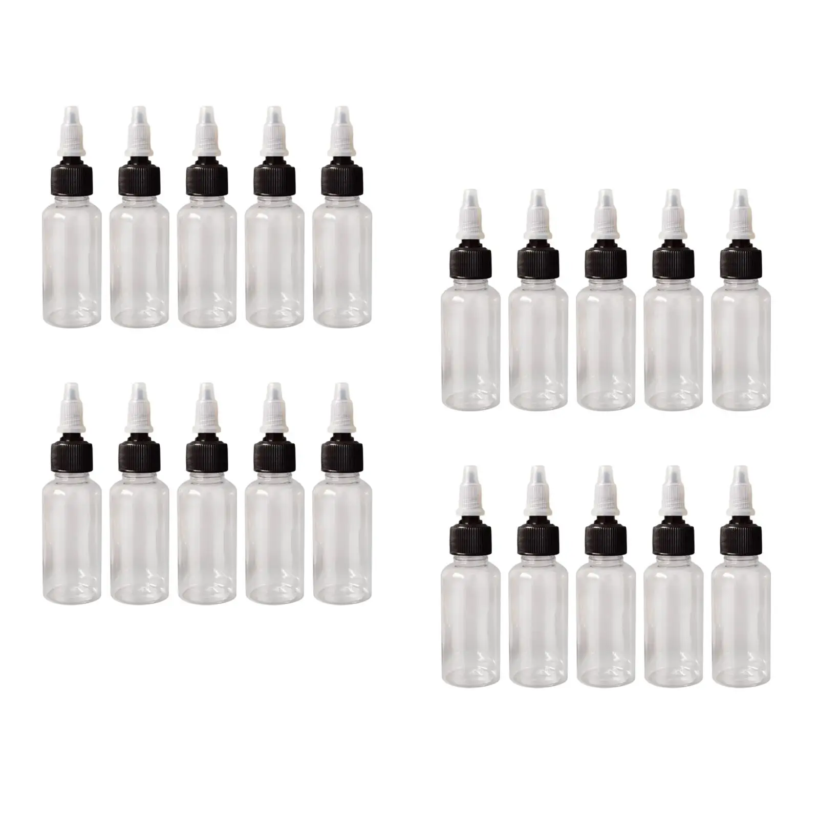 2x20 Pieces Sharp Mouth Dropper Bottle 30ml for Cosmetics Makeup Black Caps