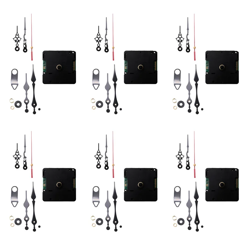 ABKW-6X Radio Controlled Silent DIY Clock Movement Mechanism Kit Germany DCF Signal Mode With 12 Sets Hands Repair