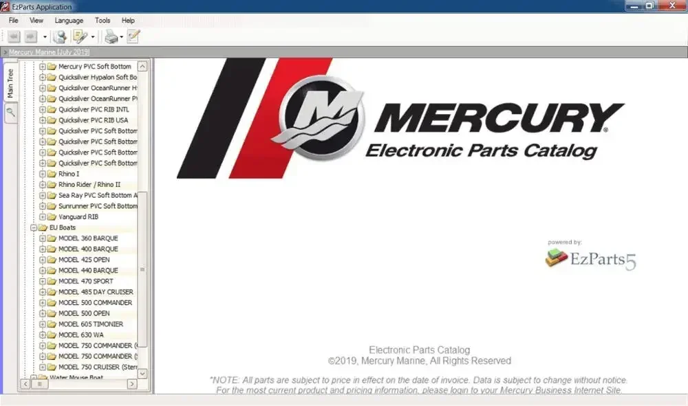 EPC-SOFTWARE Mercury Marine EU+NA [2025] كتالوج قطع الغيار VMWARE DVD
