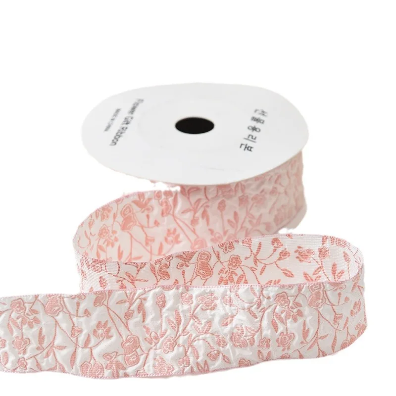 Embossed Webbing Embossed Patterned Baking Ribbons Small Flowers Ribbon 4cm Embossed Floral Ribbon For Craft Projects Gift