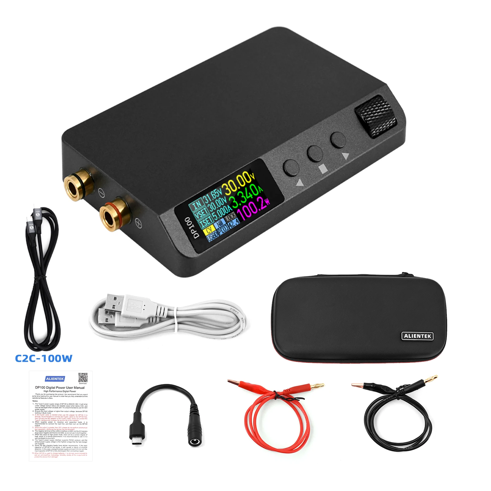ALIENTEK DP100 DC-Netzteil, verstellbar, 30 V, 5 A, Labor-Tisch-Netzteil, tragbarer Regler, schaltendes digitales Netzteil