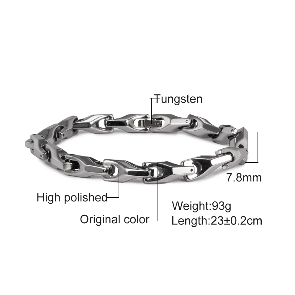 Vinterly Anti-scratch Tungsten Bracelet for Men 23CM Beer Bottle Shape High Polished Jewelry Male Gift Waterproof Punk Chain